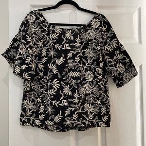 Black embroidered Anthropologie top